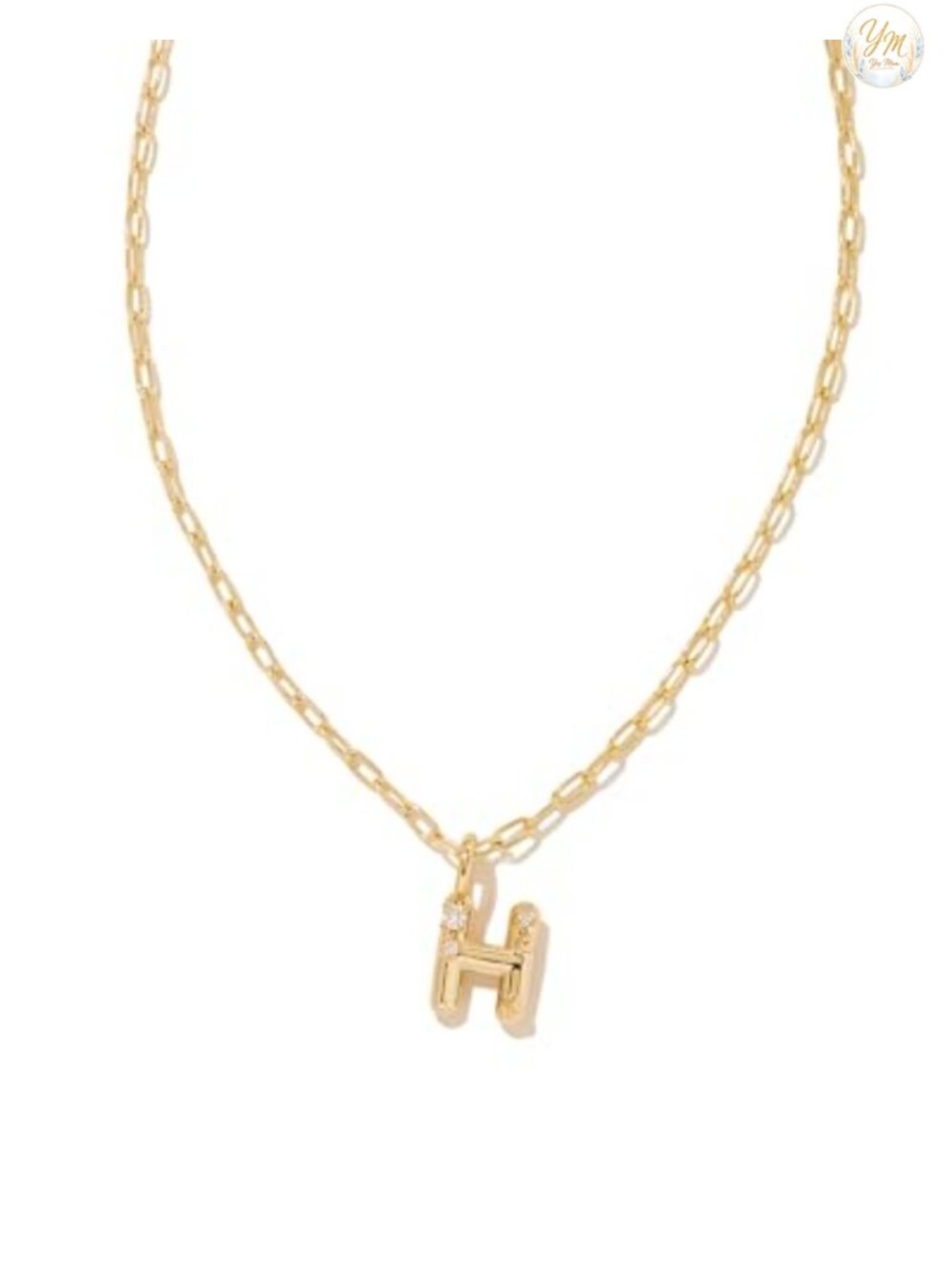 Kendra Scott Crystal Letter H Pendant Necklace Gold Plated Brass CZ